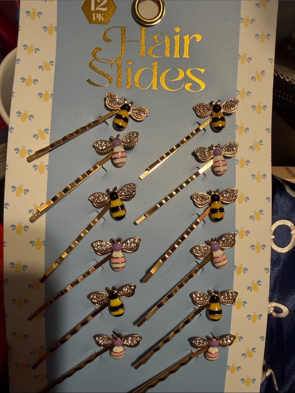 Kids Bee Hair Slides - Pack of 12, Pink & Yellow